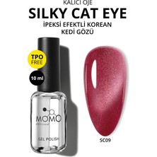 Momo Professional Korean Silky Cat Eye Gel Polish, Kedi Gözü Kalıcı Oje, SC09 Açık Burgundy, 10 ml