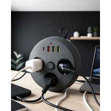 Helinaria Çoklu Priz 3 Priz 3 USB Type-C 2 Metre Kablo