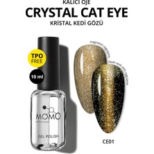 Momo Professional Kristal Kedi Gözü Kalıcı Oje CE01, Yarı Şeffaf, Altın, 10 ml