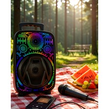 Helinaria Taşınabilir Karaoke Hoparlör Rgb LED Işıklı USB Fm Radyo