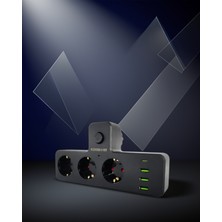 Helinaria Anahtarlı Çoklu Priz 3 USB Type-C Hızlı Şarj
