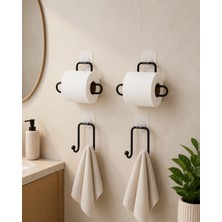 Helinaria 4 Parçalı Banyo Düzenleme Seti Rulo Kağıt Tutucu Havlu Askılığı