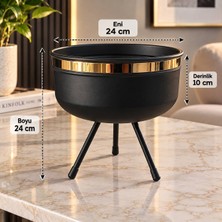 Umya Concept Siyah Gold Detaylı Ayaklı Saksı – Modern Dekoratif Çiçeklik, Salon ve Iç Mekân Saksısı