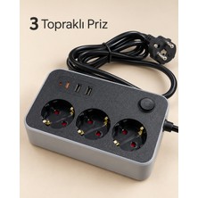 Helinaria Ev ve Iş Yerleri Için Açma Kapama Düğmeli USB ve Type C Bağlantılı Çoklu Uzatma Prizi