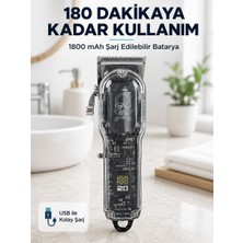 Helinaria Şarjlı Erkek Saç Tıraş Makinesi Ayarlanabilir Bıçaklı 4 Taraklı 180 Dakika