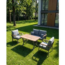 Tu Tienda Nergiz Kapiçino 2 1 1 Masa(70*120) Bahçe Balkon Mobilyası,kayrak Gri