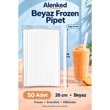 Alenked Beyaz Kalın Frozen Pipet 26 cm 8 mm – 50 Adet