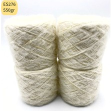 Oxford İplik El Sarımı Özel Karışım 550GR Altın Simli Krem Angora ES276