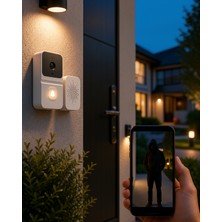 Astraltech Wifi Akıllı Kapı Zili Gece Görüşlü 800MAH Şarjlı Uczzkameralıkapızıbeyaz-2