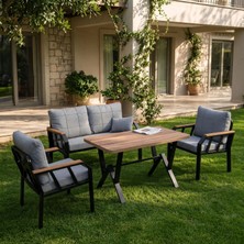 Tu Tienda TU TİENDA NERGİZ 2+1+1+MASA(70*120) BALKON BAHÇE TAKIMI,KAYRAK GRİ