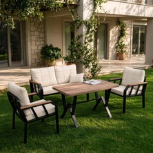 Tu Tienda TU TİENDA NERGİZ 2+1+1+MASA(70*120) BALKON BAHÇE TAKIMI,KREM