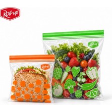 Roll-Up Çift Kilitli Şeffaf Buzdolabı Saklama Poşeti Torbası 15 Ad. 1 Lt. + 15 Ad. 2,5 Lt. - 30 Adet