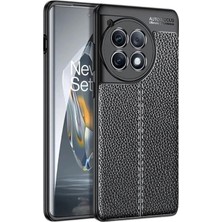 Caseonn Oneplus 12 Kılıf Lüks Dikiş Detaylı Deri Görünümlü Kapak Siyah