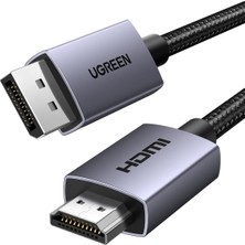 Ugreen 4K 1080P@120Hz Displayport 1.2 To HDMI 1.4 Örgülü Kablo, 1.5m, 35841