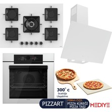 Ferre PIZZART-FRYART-SILENTART Serisi Beyaz Set (SS036 + QEP65CB +D078-SA ) - Emaye Izgara-75 cm