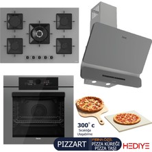 Ferre PIZZART-FRYART-SILENTART Serisi Gri Set (SS038 + QEP65CPR +D082-SA ) - Emaye Izgara-75 cm