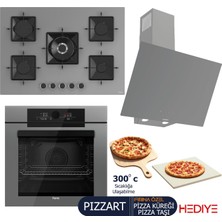 Ferre PIZZART-FRYART-SILENTART Serisi Gri Set (SS038 + QEP65CPR +D079-SA ) - Emaye Izgara-75 cm