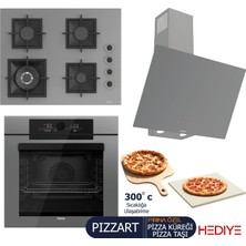 Ferre PIZZART-FRYART-SILENTART Serisi Gri Set (SC408-WFA + QEP65CPR +D079-SA ) - Döküm Izgara / 65-cm