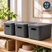 Homing 3 Adet Çok Amaçlı Kapaklı Antrasit Organizer Kutu 242138