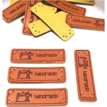 10 Adet Handmade Deri Etiket Dikiş Makinesi Figürlü Etiket , Etiketler