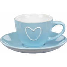 Gifi Kahve Fincan, Kalp Desenli Tabaklı Türk Kahvesi Fincanı, 7 cm Fincan, 12 cm Tabak