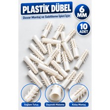 Alıç Plastik Dübel 6 mm Beyaz Korniş Dübeli Duvar Beton Tuğla ve Sıva Için Montaj Sabitleme Dübeli