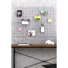 CATCHME Metal Fotoğraf Askısı Tel Pano Beyaz 55X75 - 2 Adet Mini Mandal ve 4 Adet Montaj Çivisi Hediye