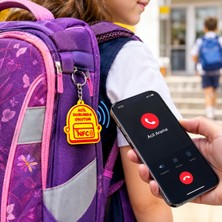 3D Depom Nfc Acil Durum Anahtarlığı Sarı Kırmızı – Tek Dokunuşla Arama, Akıllı Çanta Süsü ve Güvenlik Etiketi
