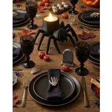 Ceviz Dizayn Örümcek LED Mumluk 2 Adet Cadılar Bayramı Halloween– LED Mum Hediyeli