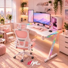 Drift Aura White Rgb Led’li Beyaz Oyuncu Masası (120 × 60 Cm)