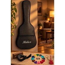 Midex GK-30E Elektro Gitar Çantası Kaliteli Siyah Kılıf (Duvar Askısı Standı + 12 Pena)