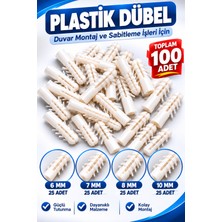 Alıç Plastik Dübel Seti 100 Adet – 6 mm 7 mm 8 mm 10 mm 25'er Adet Karışık Duvar Montaj ve Sabitleme Dübeli