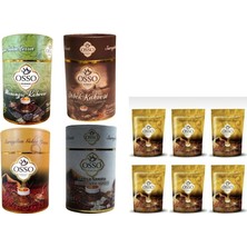 Osso Kahve Osso 4'lü Silindir Kutu Set Osmanlı-Dibek-Menengiç-Damla Sakızlı Dibek Kahvesi 4X200GR + Osso Osmanlı Kahvesi 6x 200 gr