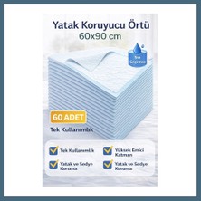 Bezos Yatak Koruyucu Örtü 60X90 cm 60 Adet Tek Kullanımlık Sıvı Geçirmez Hasta Altı Bezi Agc