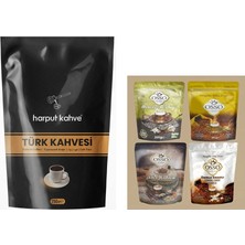 Harput Dibek Türk Kahvesi 250G (Folyo Ambalaj) + Osso Kahve 4'lü Set Osmanlı Kahvesi + Damla Sakızlı Dibek Kahvesi + Dibek Kahvesi + Menengiç Kahvesi