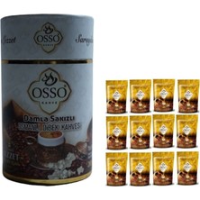 Osso Damla Sakızlı Dibek Kahvesi Silindir Kutu 200GR + Osso Kahve Osmanlı Kahvesi 8 Karışımlı 200 gr 12 Adet