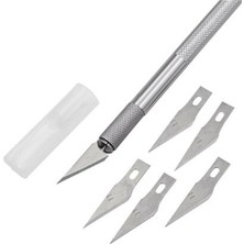 Akses Dünya Neşter Kretuar Bıçağı 12 cm Ergonomik Metal Saplı 5 Yedek Uç ile Kırtasiye Ürünü