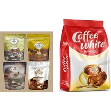 Osso Kahve 4'lü Set Osmanlı Kahvesi + Damla Sakızlı Dibek Kahvesi + Dibek Kahvesi + Menengiç Kahvesi + Şekeroğlu Coffee White Kahve Kreması 500 gr