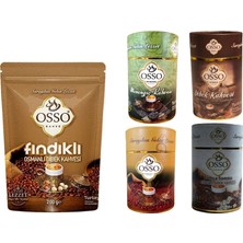 Osso Kahve Osso Fındıklı Osmanlı Dibek Kahvesi 200GR + Osso 4'lü Silindir Kutu Set Osmanlı-Dibek-Menengiç-Damla Sakızlı Dibek Kahvesi 4X200GR