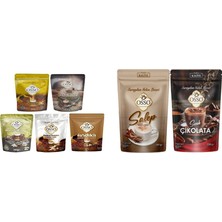 Osso Kahve Osso 5'li Set Osmanlı Kahvesi + Dibek Kahve + Menengiç Kahve+Damla Sakızlı Dibek + Fındıklı Osmanlı + Osso Salep ve Sıcak Çikolata 2'li Set 2X200 gr