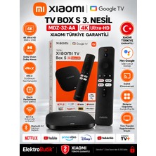 Xiaomi Mi Box S Yeni Versiyon 3. Nesil 4K Ultra Hd Android Google Tv Box Medya Oynatıcı (Xiaomi Türkiye Garantili) Mdz-32-Aa