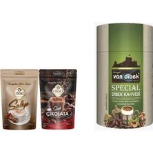 Osso Salep ve Sıcak Çikolata 2'li Set 2X200 gr + Van Dibek Special Dibek Kahvesi Silindir Kutu 250 Gr.