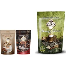 Osso Salep ve Sıcak Çikolata 2'li Set 2X200 gr + Osso Kahve Menengiç Kahvesi 200 gr