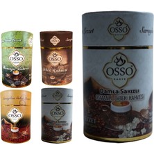 Osso Kahve Osso 4'lü Silindir Kutu Set Osmanlı-Dibek-Menengiç-Damla Sakızlı Dibek Kahvesi 4X200GR + Osso Damla Sakızlı Dibek Kahvesi Silindir Kutu 200GR
