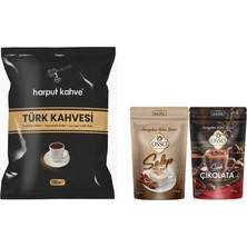 Harput Dibek Türk Kahvesi 100G (Folyo Ambalaj) + Osso Salep ve Sıcak Çikolata 2'li Set 2X200 gr