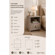 Renazzo Mobilya Renazzo %100 Mdf Komodin - Çekmeceli Atlantik Çam