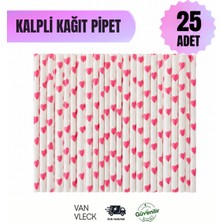 Van Vleck 25'li Kalp Desenli Kağıt Pipet – Renkli Içecek Pipeti, Parti ve Doğum Günü Süsleme
