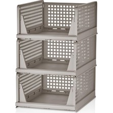 Life 3 Katlı Kayar Raf Organizer Dolap Içi Kıyafet Aksesuar Düzenleyici Bej 45X35 cm MIT1259