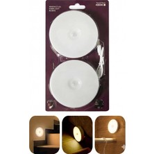 Set Kabin LED Hareket Sensörlü Hero LED Kabin Işığı - 4000K Doğal Beyaz, USB Şarjlı, Mıknatıslı Yapışkanlı Montaj – Dolap Içi, Mutfak, Merdiven ve Gardırop Için Kablosuz Gece Lambası