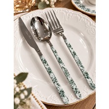 Onedekor 18 Parça Floral Green Desen Yemek Çatal , Kaşık ,bıçak Seti